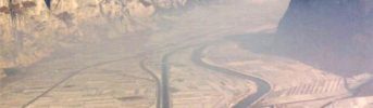 L'autostrada e il fiume - Veduta invernale dell'attraversamento della Piana Rotaliana